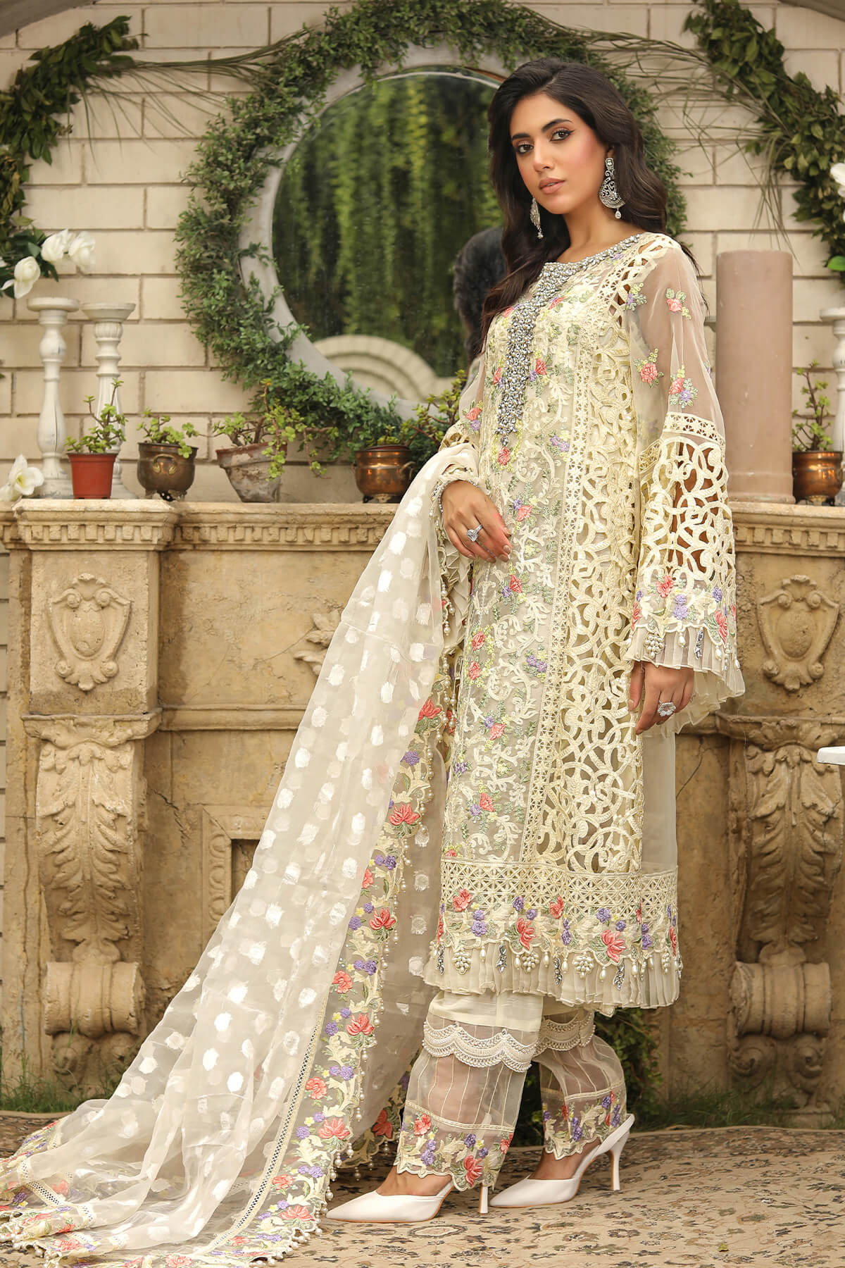 Raeesa Premium | Wajadan Wedding Formals | WD-8 Ivory - House Of Hania