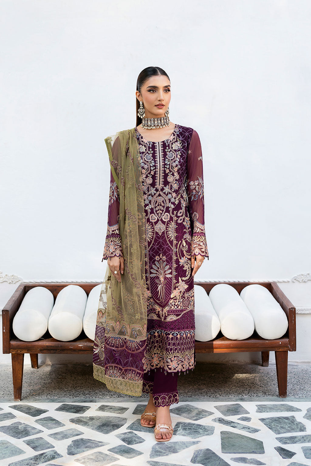 Ramsha | Chevron Chiffon Collection | A-1002 - House Of Hania