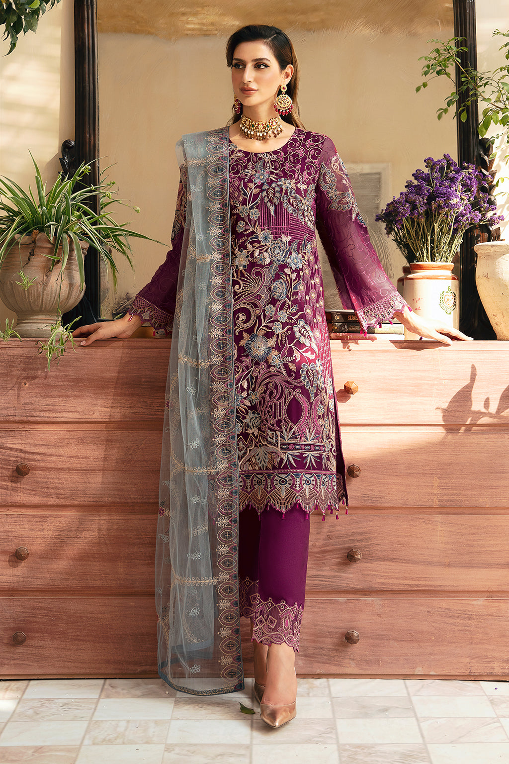 Ramsha | Chevron Chiffon Collection | A-911 - House Of Hania