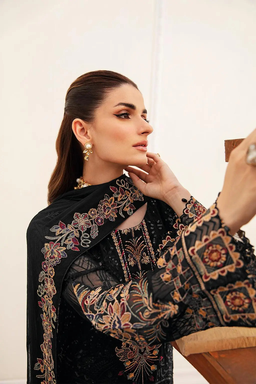 Ramsha Embroidered Luxury Chiffon 3 Piece Suit F-2403 - House Of Hania