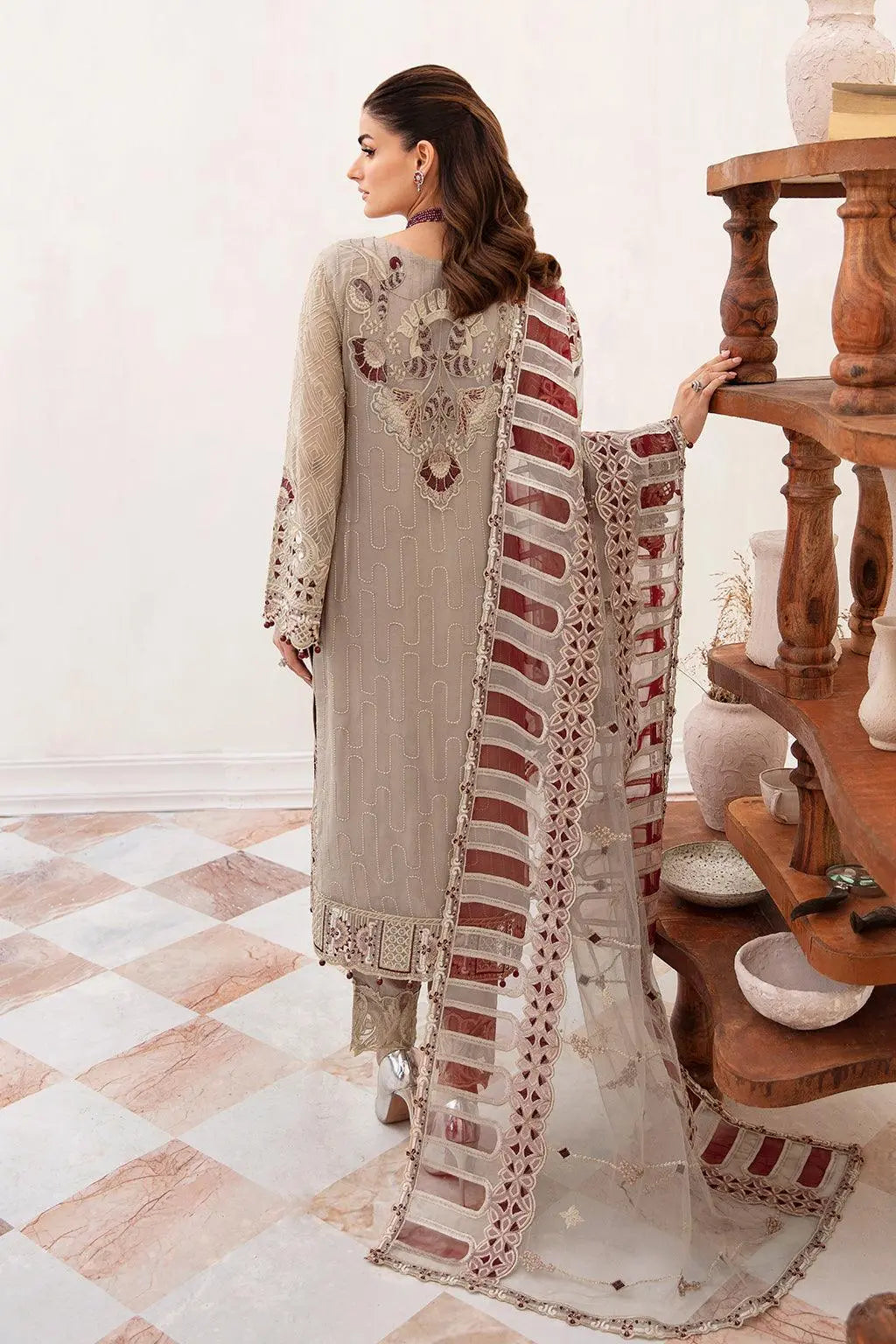 Ramsha Embroidered Luxury Chiffon 3 Piece Suit F-2405 - House Of Hania