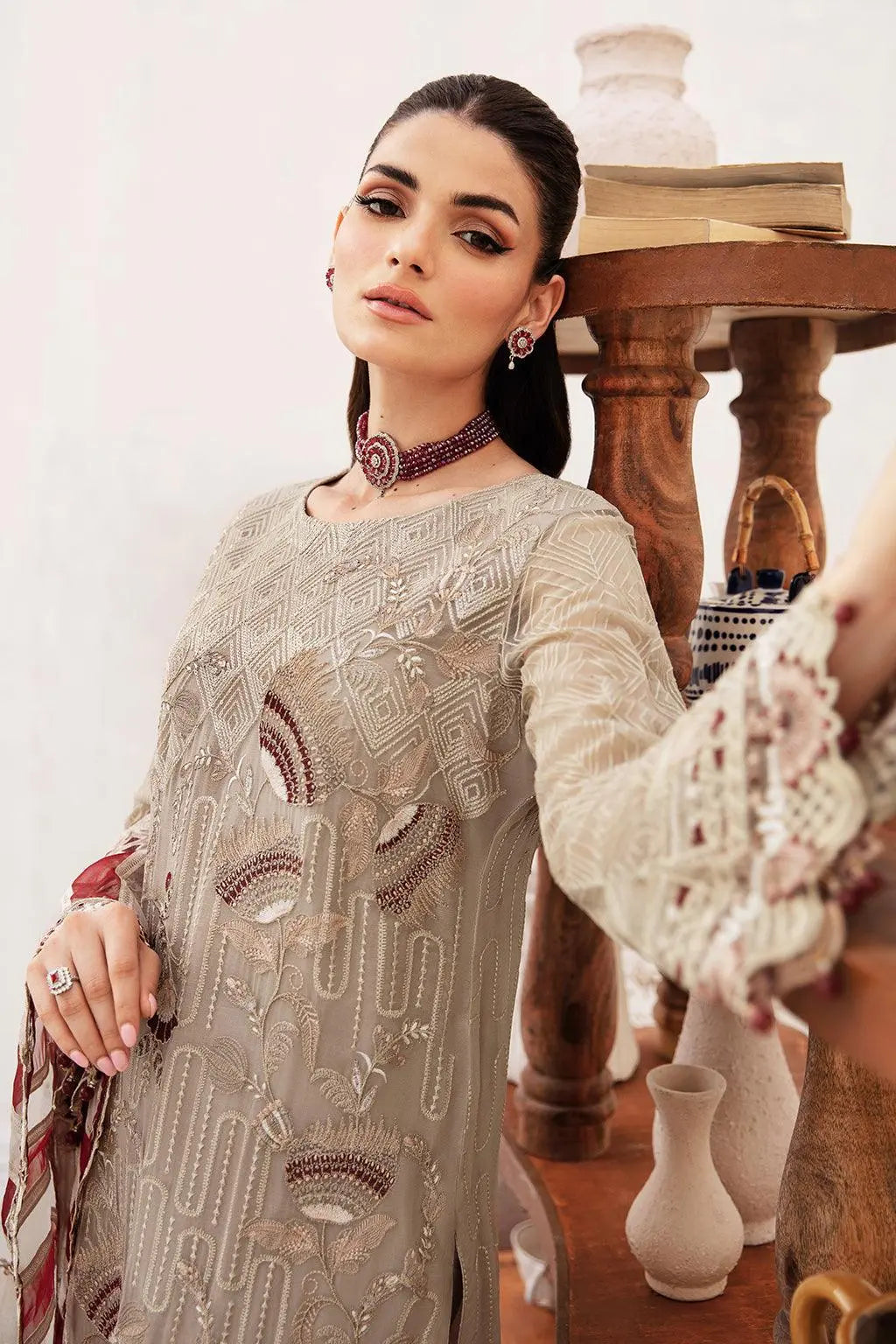 Ramsha Embroidered Luxury Chiffon 3 Piece Suit F-2405 - House Of Hania