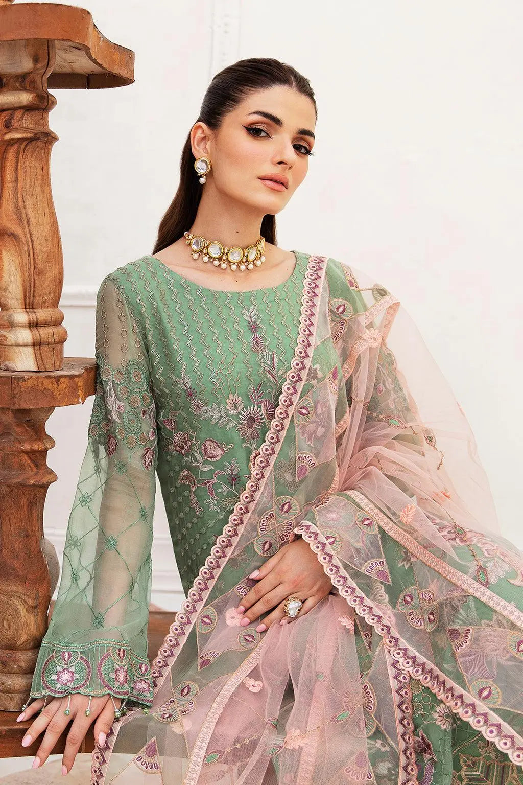 Ramsha Embroidered Luxury Chiffon 3 Piece Suit F-2406 - House Of Hania