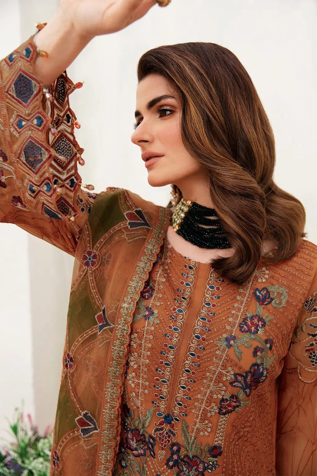 Ramsha Embroidered Luxury Chiffon 3 Piece Suit F-2407 - House Of Hania
