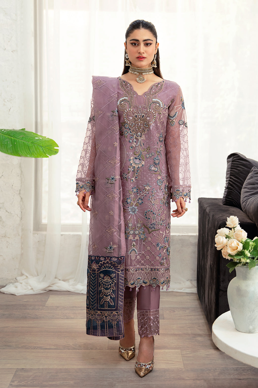Ramsha | Minhal Organza Collection | M-1005 - House Of Hania