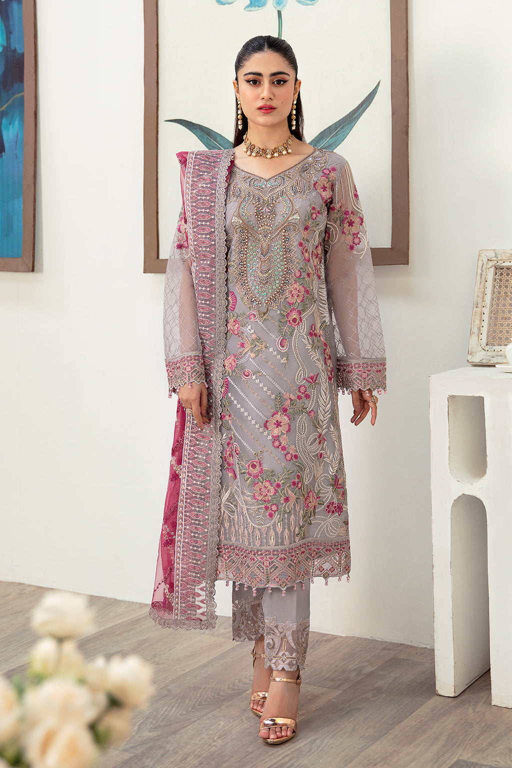 Ramsha | Minhal Organza Collection | M-1008 - House Of Hania
