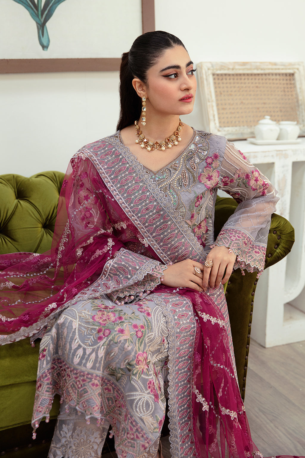 Ramsha | Minhal Organza Collection | M-1008 - House Of Hania