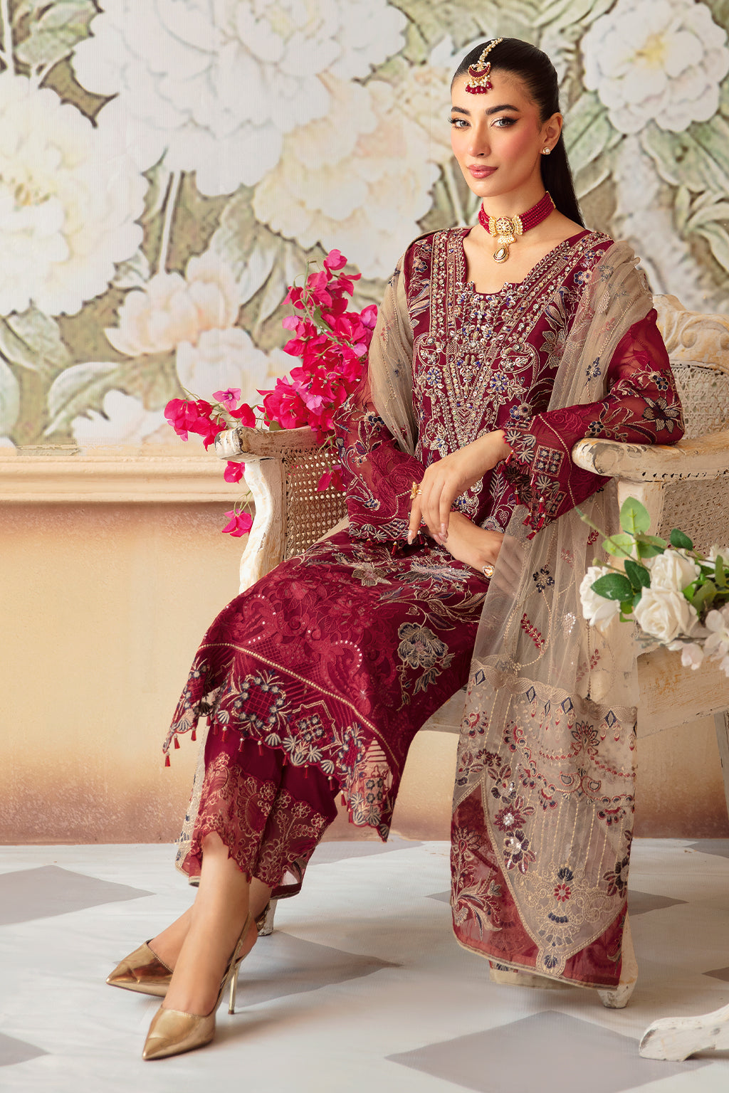 Ramsha | Minhal Organza Collection |  M-1201 - House Of Hania