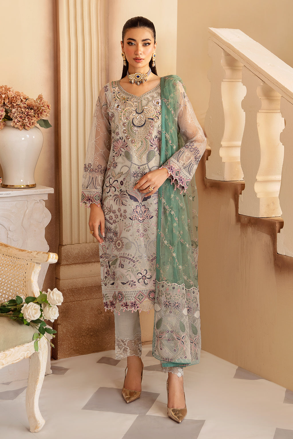 Ramsha | Minhal Organza Collection |  M-1202 - House Of Hania