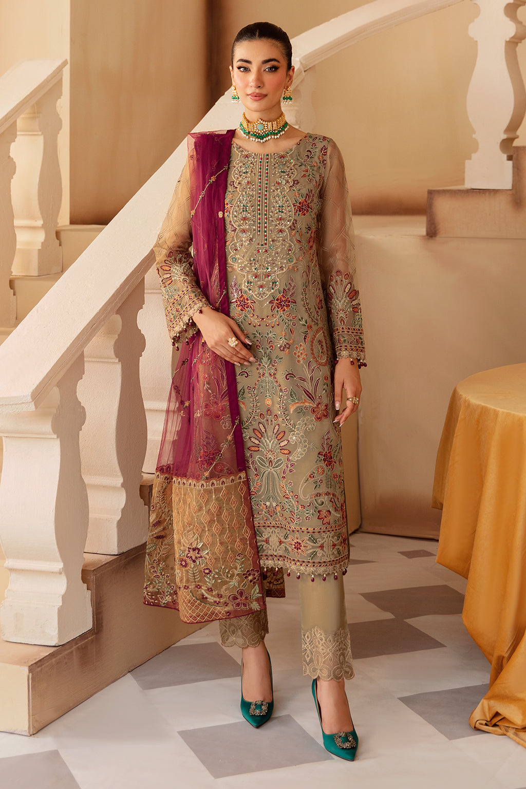 Ramsha | Minhal Organza Collection |  M-1208 - House Of Hania