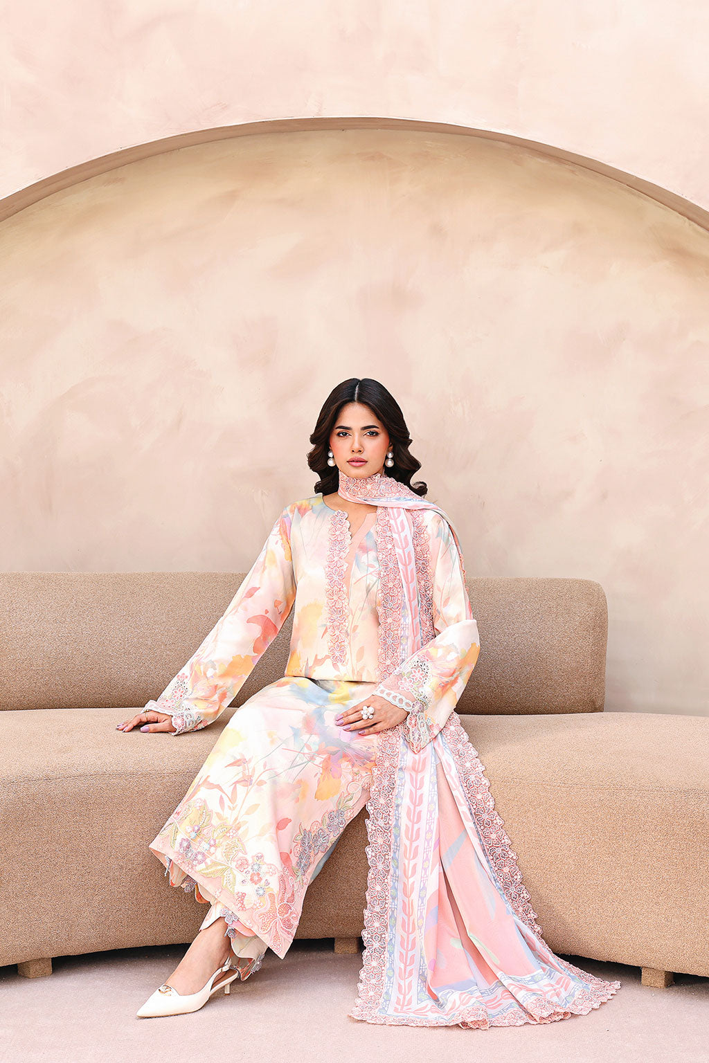 Ramsha | Naqsh Embroidered Rawsilk | RS-01 - House Of Hania