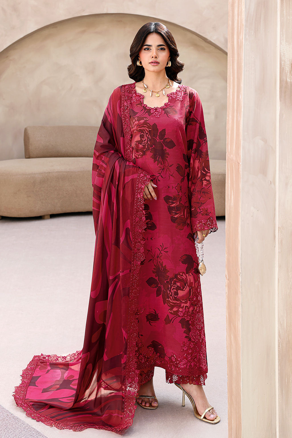 Ramsha | Naqsh Embroidered Rawsilk | RS-04 - House Of Hania