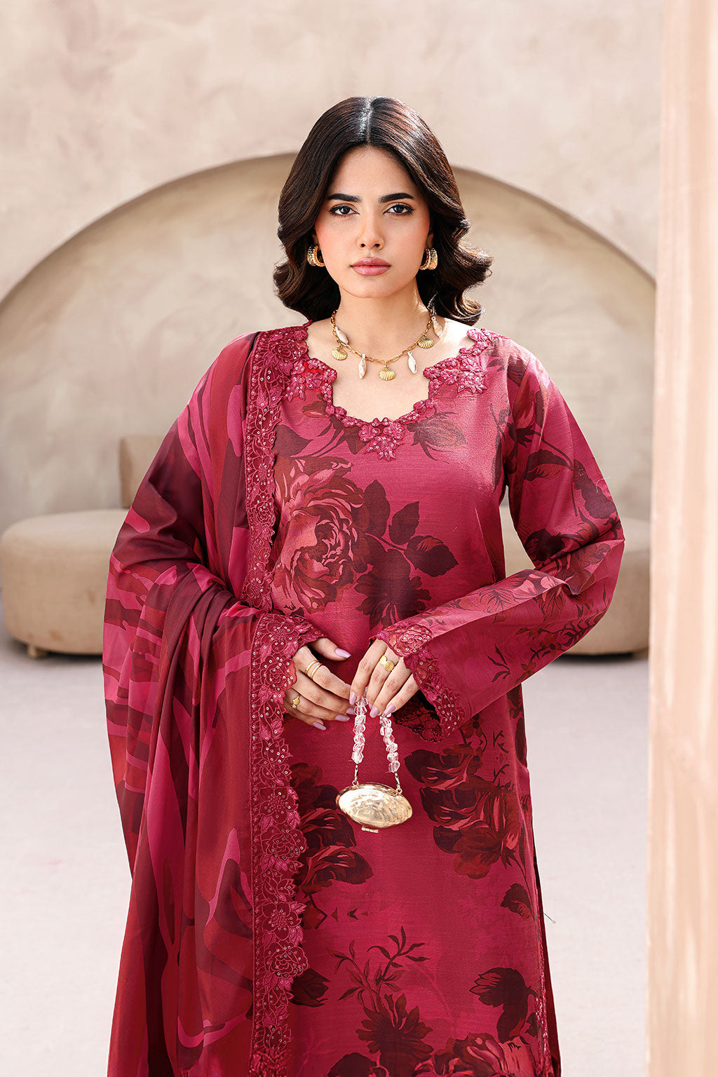 Ramsha | Naqsh Embroidered Rawsilk | RS-04 - House Of Hania