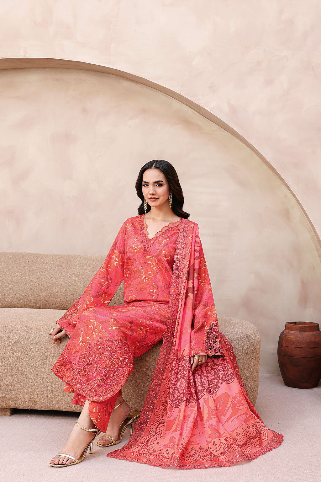Ramsha | Naqsh Embroidered Rawsilk | RS-06 - House Of Hania