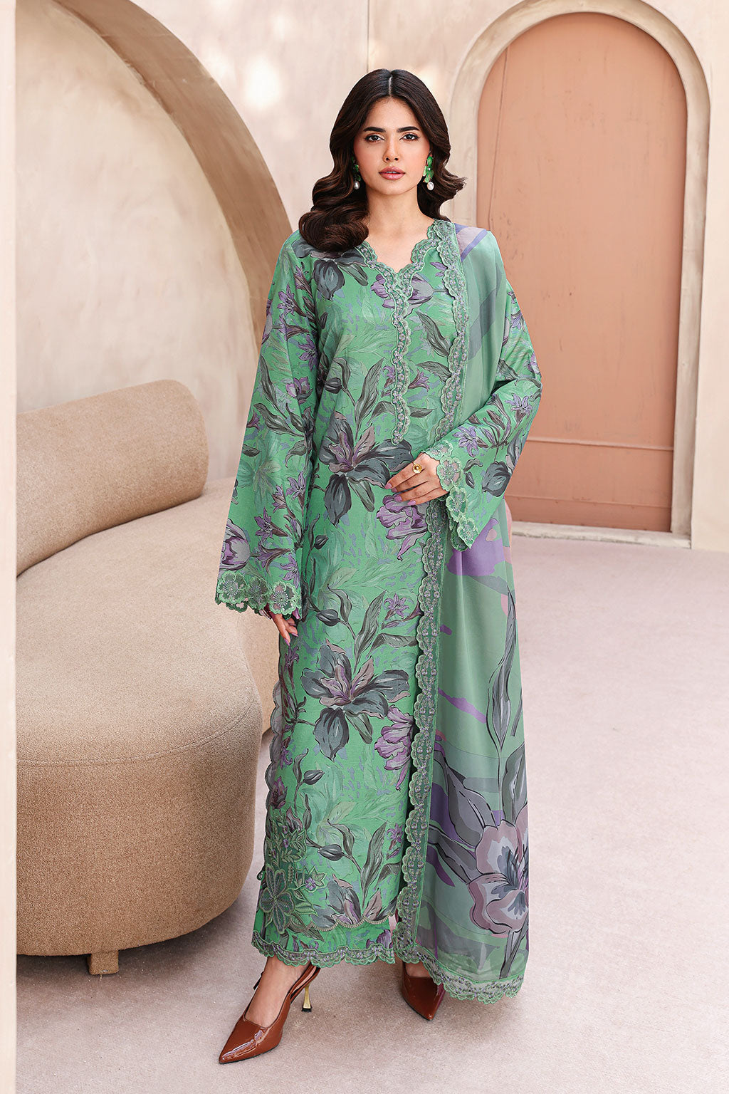 Ramsha | Naqsh Embroidered Rawsilk | RS-07 - House Of Hania