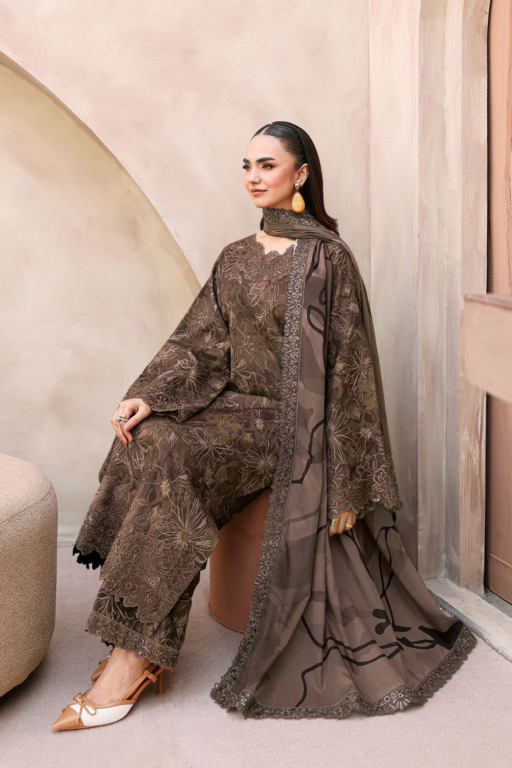 Ramsha | Naqsh Embroidered Rawsilk | RS-08 - House Of Hania