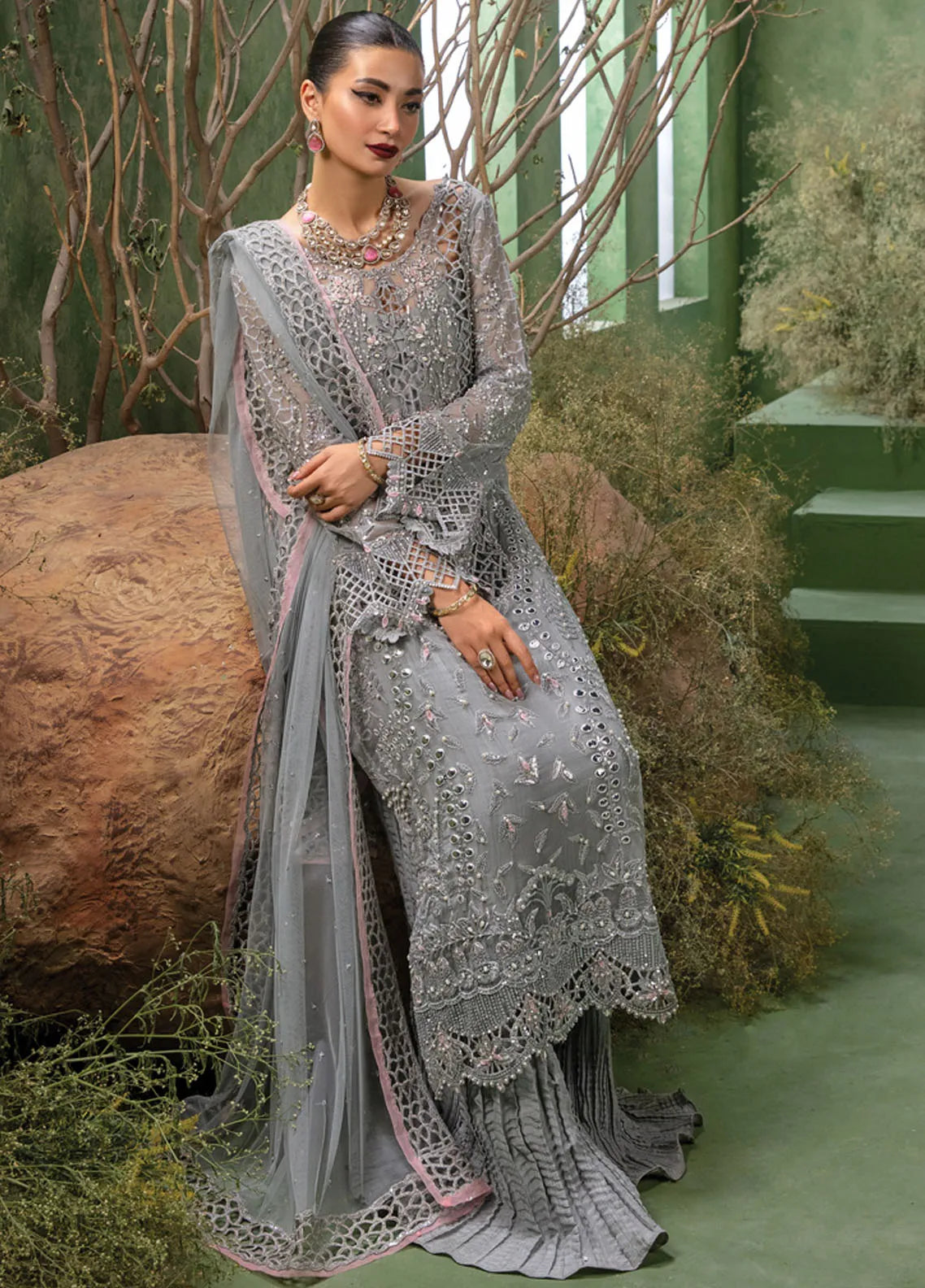 Rang Rasiya Chatoyer Embroidered Chiffon 3Pc Suit D-02 Deena - House Of Hania