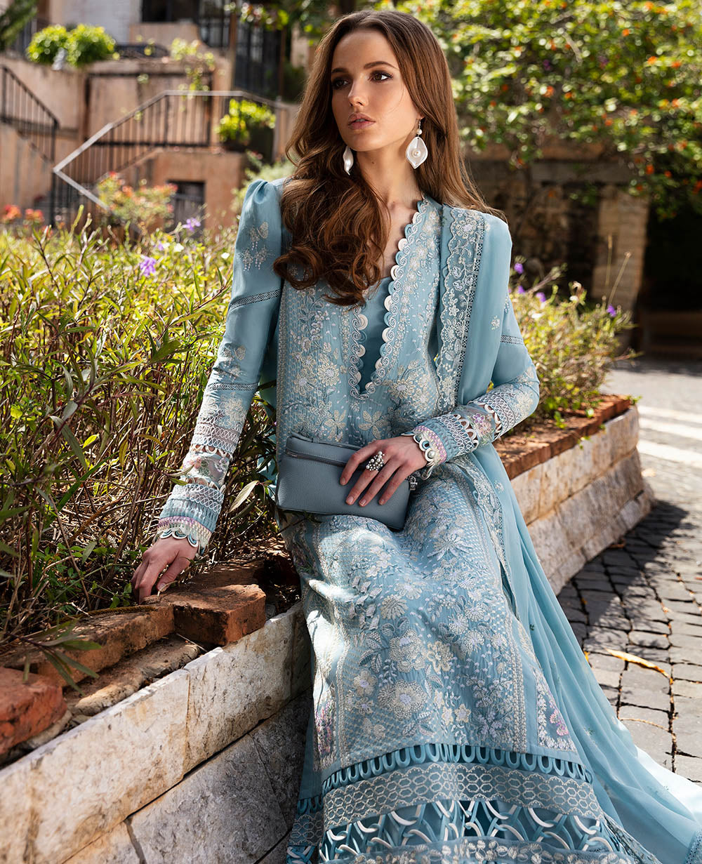 Republic Womenswear | Ilana Eid Luxury Lawn | Azure - House Of Hania