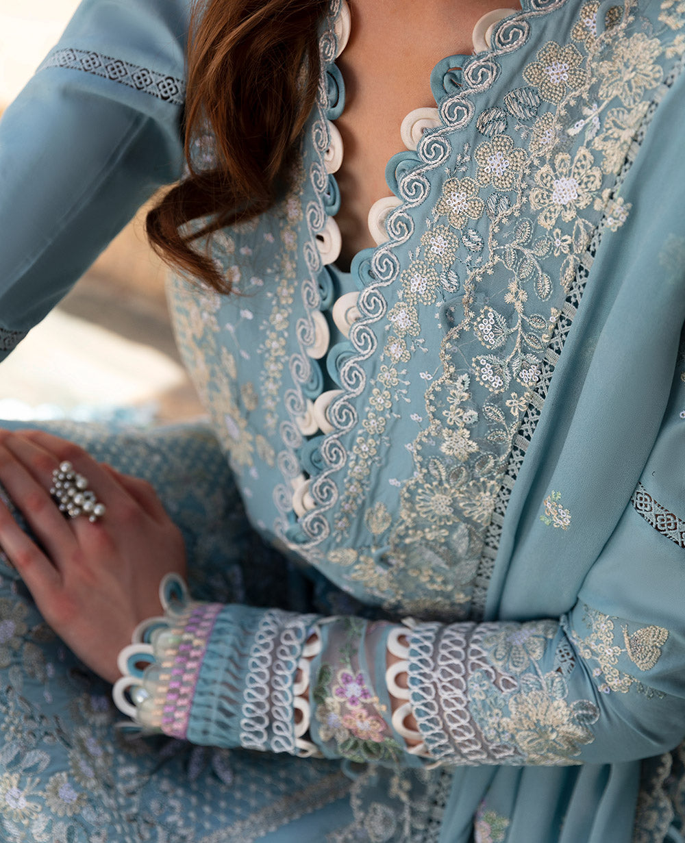 Republic Womenswear | Ilana Eid Luxury Lawn | Azure - House Of Hania
