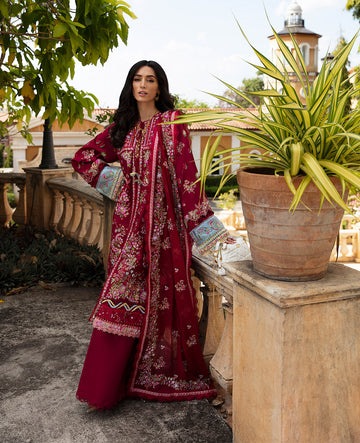 Republic Womenswear | Ilana Eid Luxury Lawn | Rouge - House Of Hania