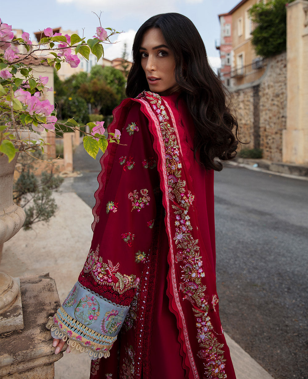 Republic Womenswear | Ilana Eid Luxury Lawn | Rouge - House Of Hania