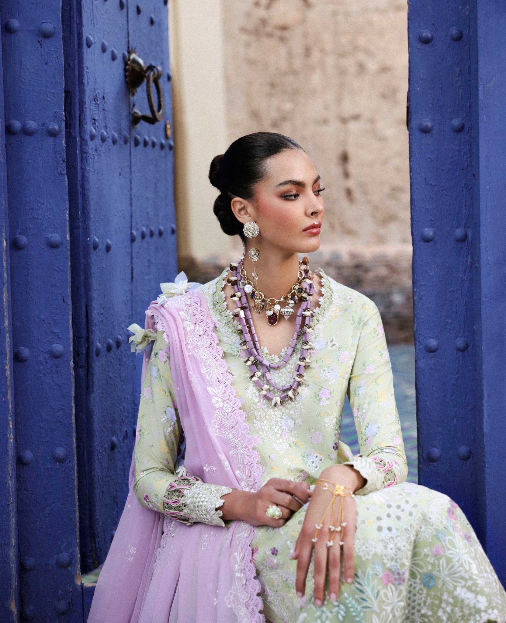 Republic Womenswear | Reine Luxury Lawn 26 | Perla - House Of Hania