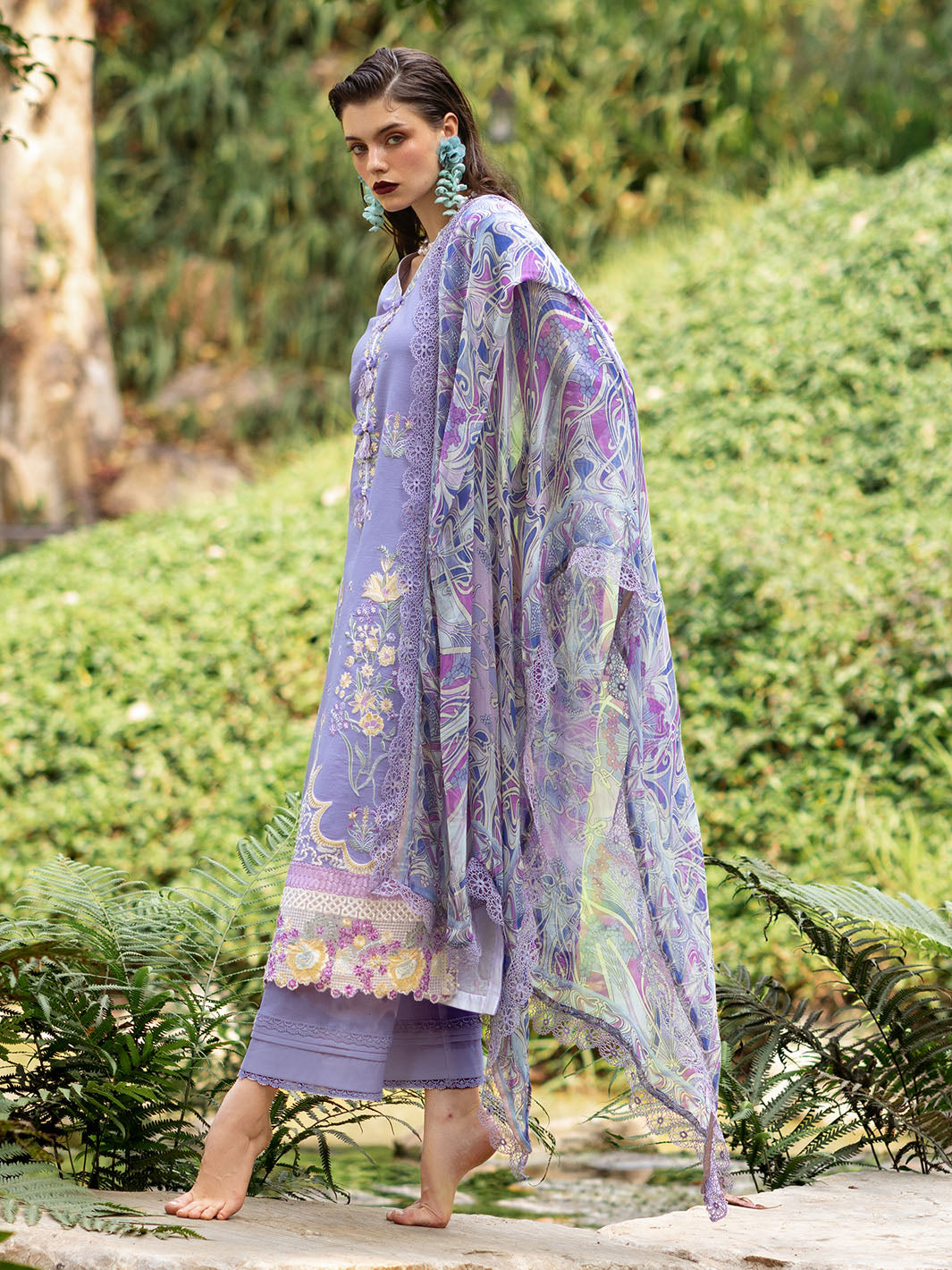 Roheenaz | Dahlia Embroidered Lawn 24 | Aster - House Of Hania