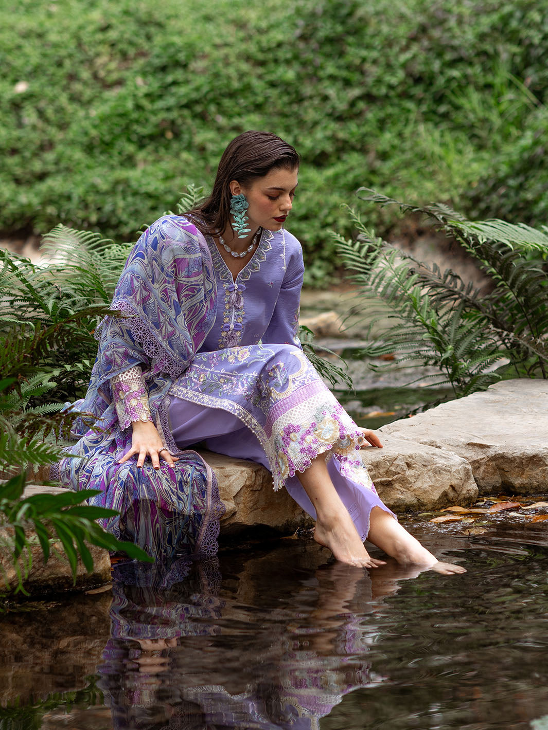 Roheenaz | Dahlia Embroidered Lawn 24 | Aster - House Of Hania
