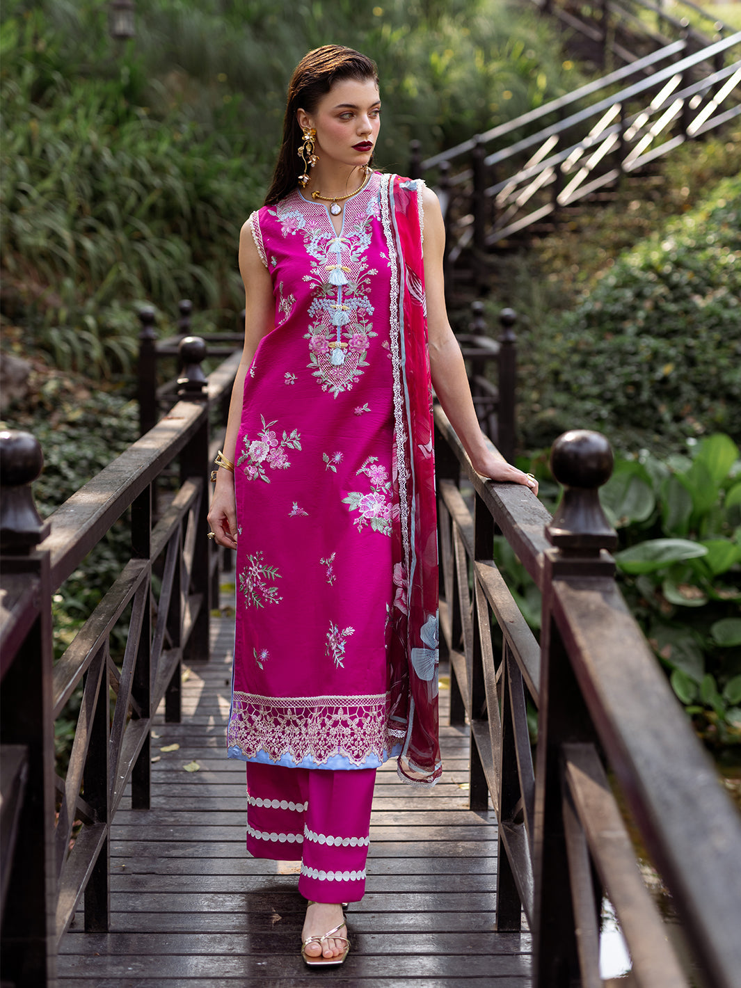 Roheenaz | Dahlia Embroidered Lawn 24 | Camellia - House Of Hania