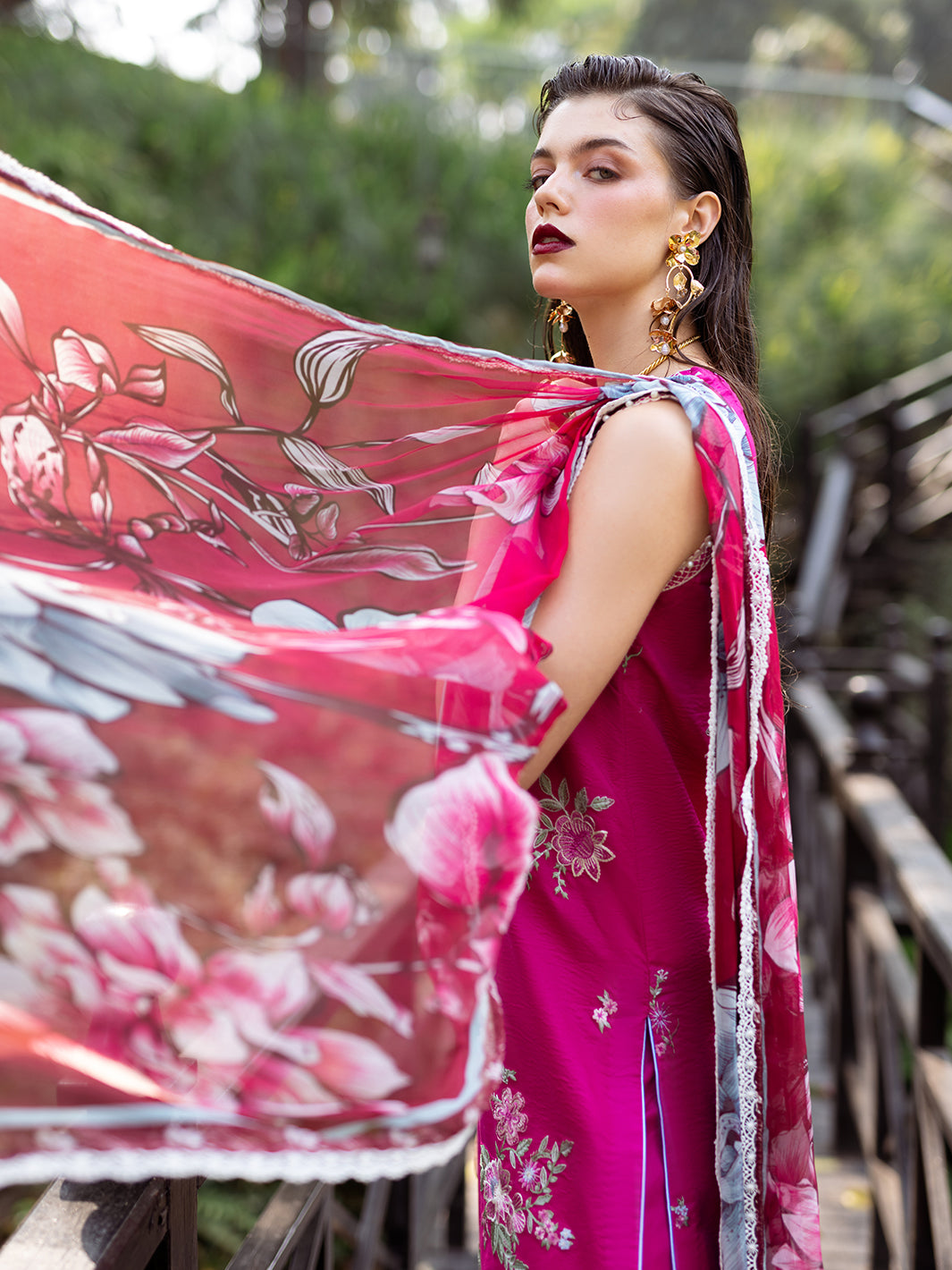 Roheenaz | Dahlia Embroidered Lawn 24 | Camellia - House Of Hania