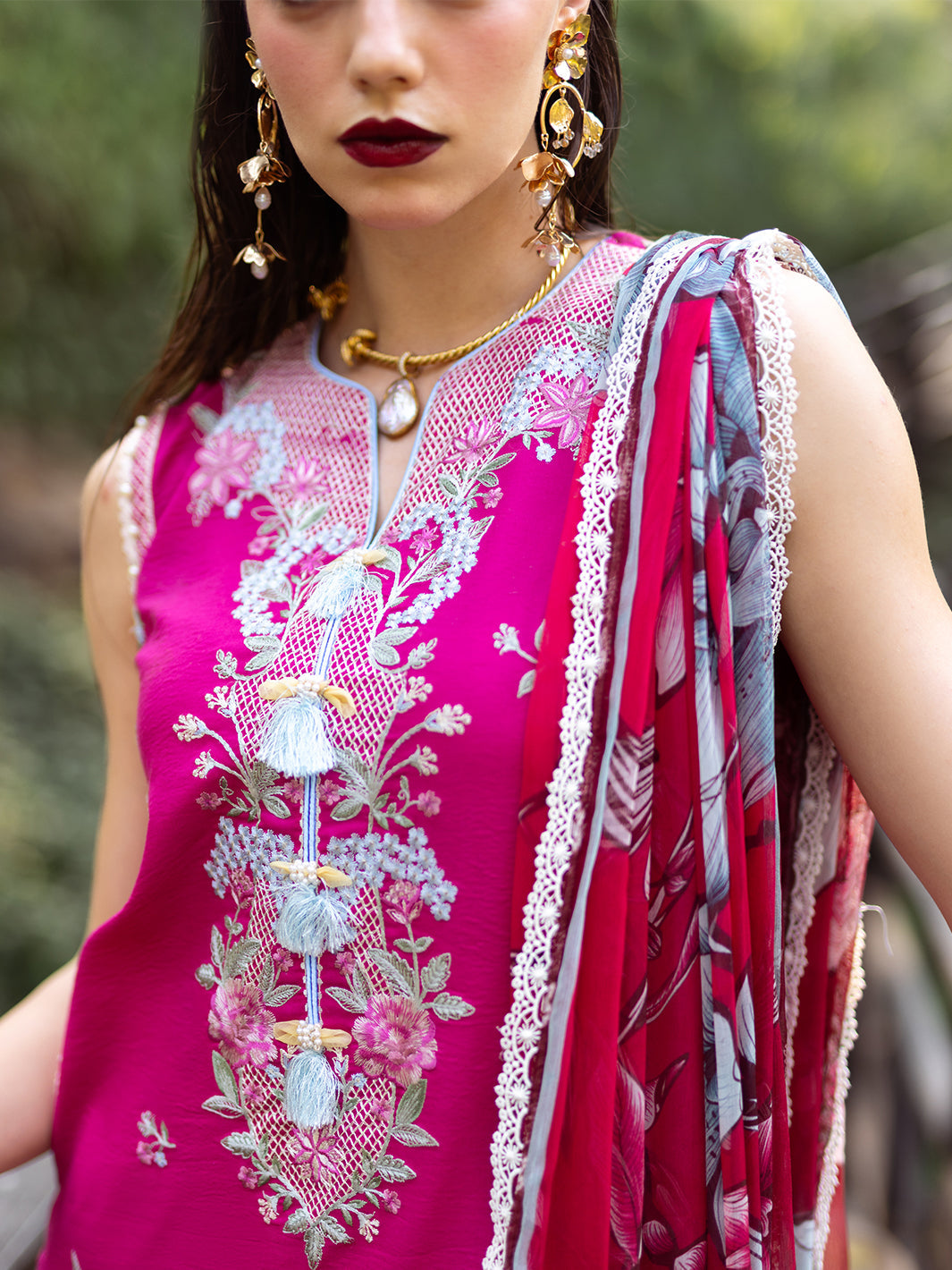 Roheenaz | Dahlia Embroidered Lawn 24 | Camellia - House Of Hania