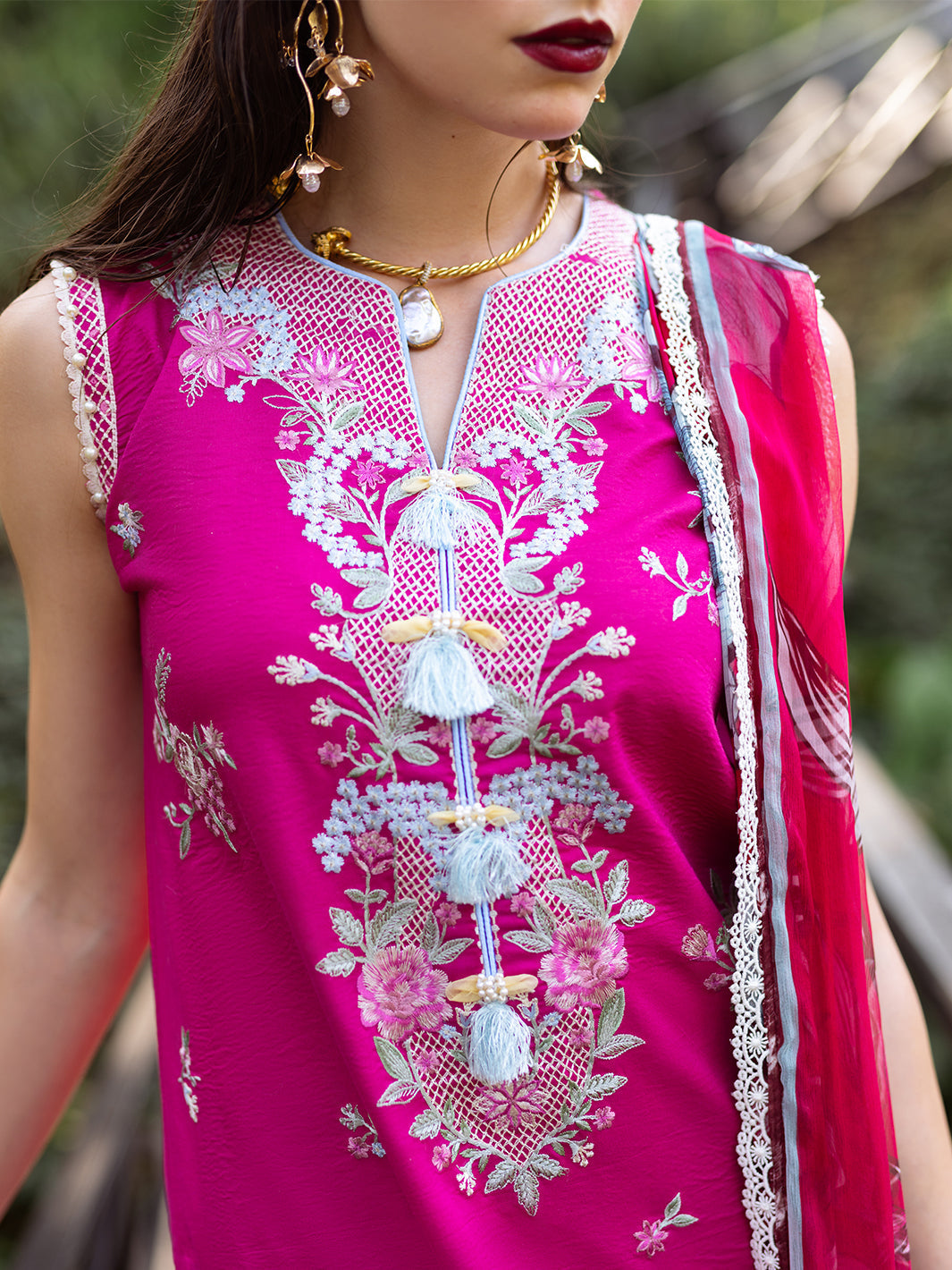 Roheenaz | Dahlia Embroidered Lawn 24 | Camellia - House Of Hania