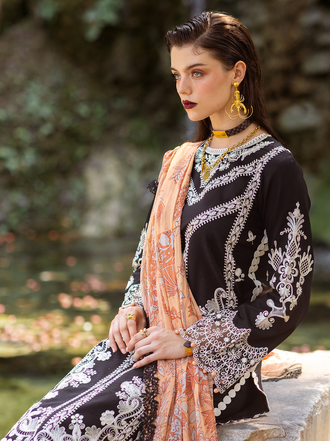 Roheenaz | Dahlia Embroidered Lawn 24 | Celandine - House Of Hania