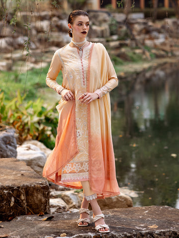 Roheenaz | Dahlia Embroidered Lawn 24 | Magnolia - House Of Hania
