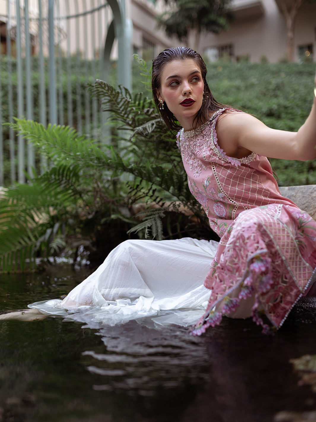 Roheenaz | Dahlia Embroidered Lawn 24 | Peony - House Of Hania