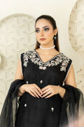 RozaandMina - Black Petunia Shirt and Dupatta - House Of Hania