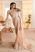 Maria B | Pre Fall Dresses | Embroidered Organza Saree Peach