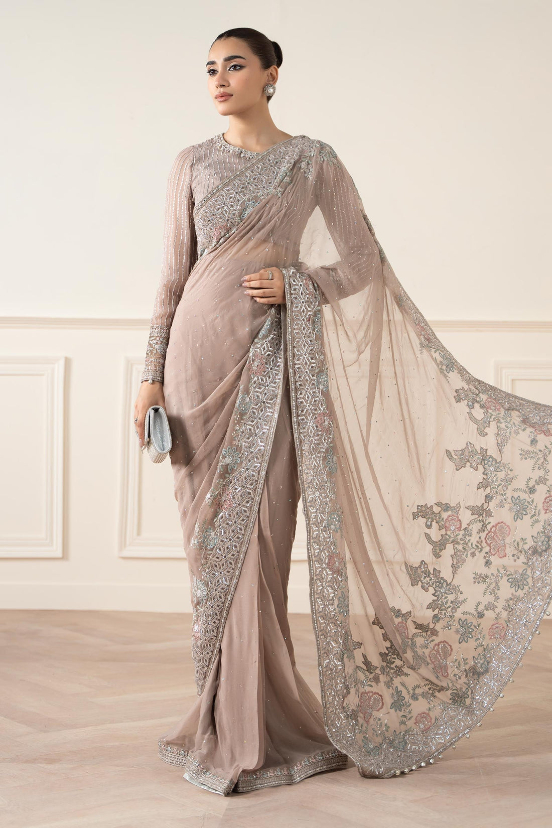 Maria B | Pre Fall Dresses | Embroidered Chiffon Saree FF