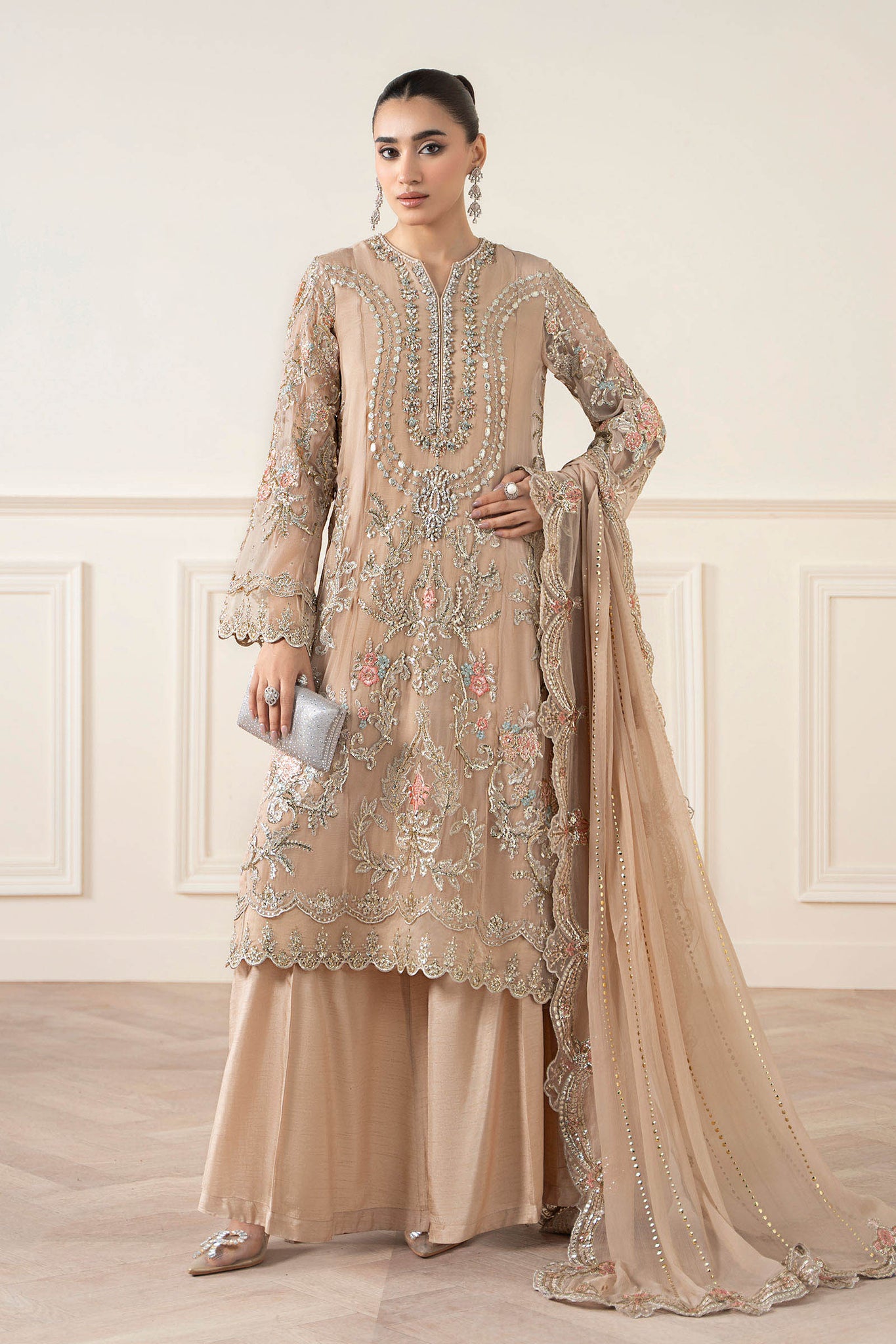 Maria B | Pre Fall Dresses | 3 Piece Embroidered Chiffon Suit Skin