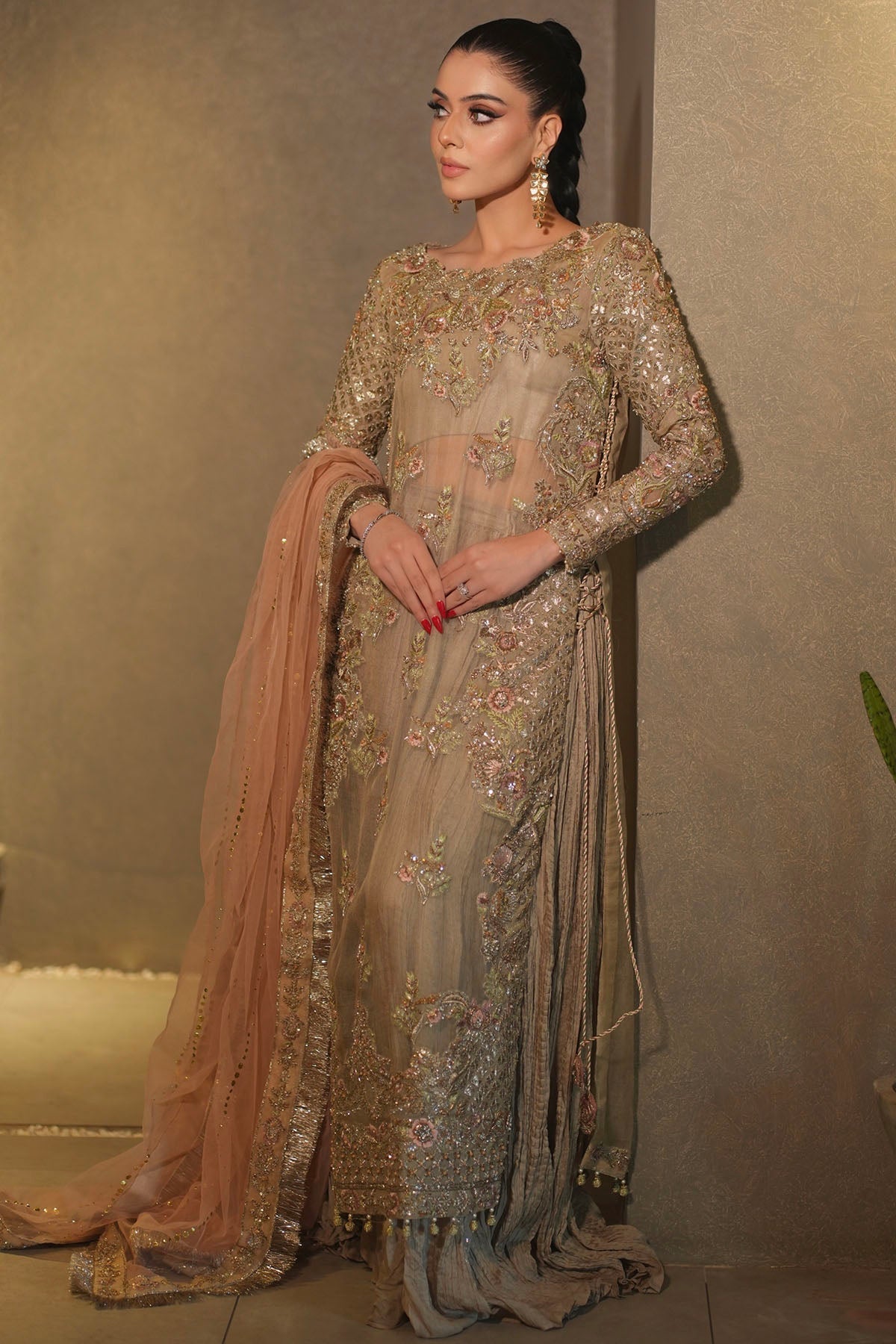 Motifz | Couture Camila | 0057-SARENA HAND EMBELLISHED ORGANZA NET STITCHED