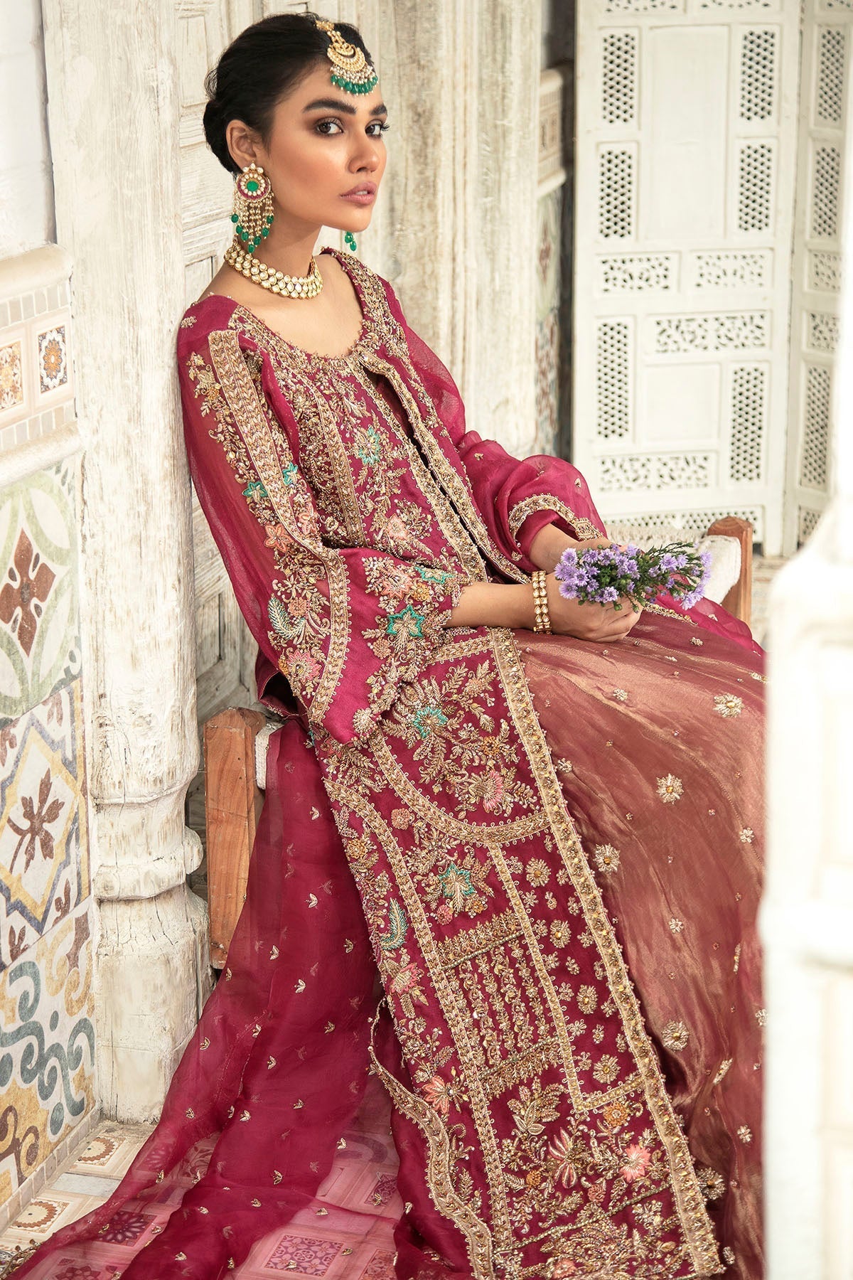 Motifz | Couture Wedding Wear | 0087-MAJESTY HAND EMBELLISHED COTTON NET STITCHED