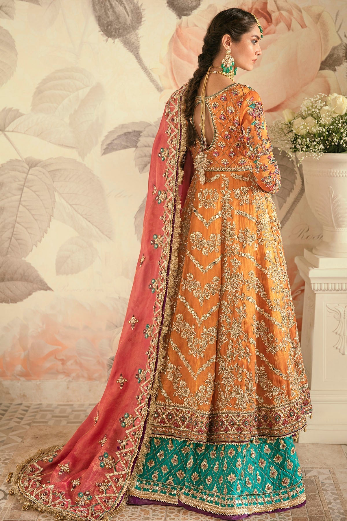 Motifz | Couture Wedding Wear | 0090-FLORENCE HAND EMBELLISHED SILK NET STITCHED