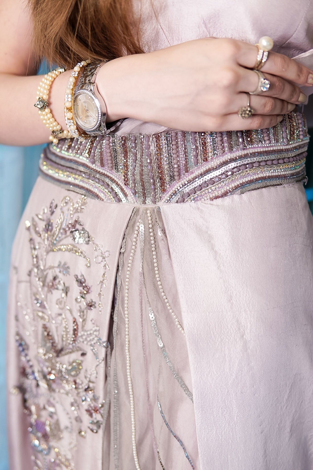 Motifz | Couture Camila | 0095-LAVENDER HAND EMBELLISHED RAW SILK STITCHED