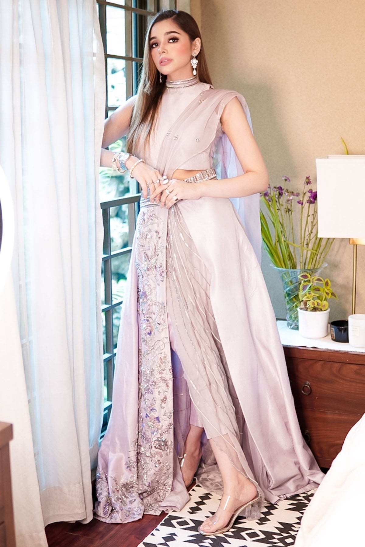 Motifz | Couture Camila | 0095-LAVENDER HAND EMBELLISHED RAW SILK STITCHED
