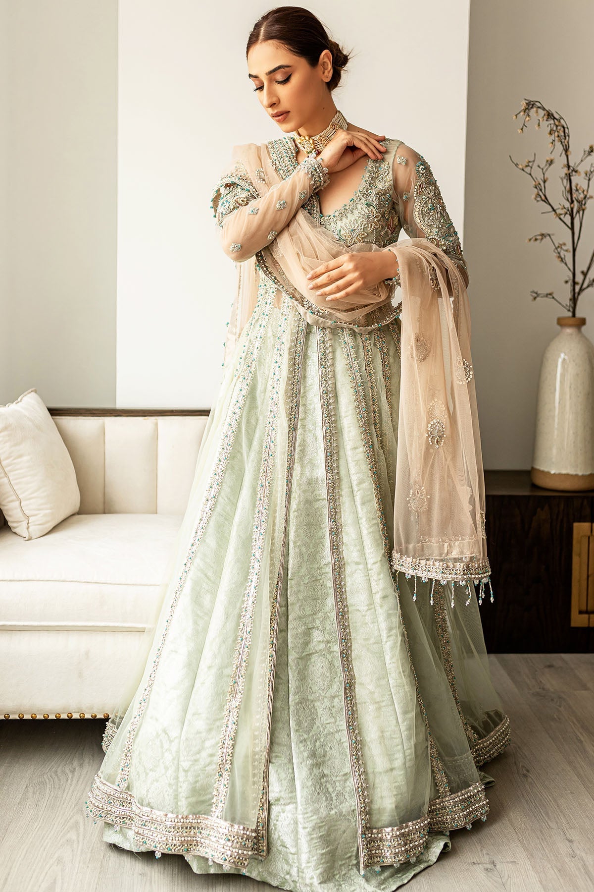 Motifz | Couture Wedding Wear | 0101-SUBLIME HAND EMBELLISHED SILK NET STITCHED