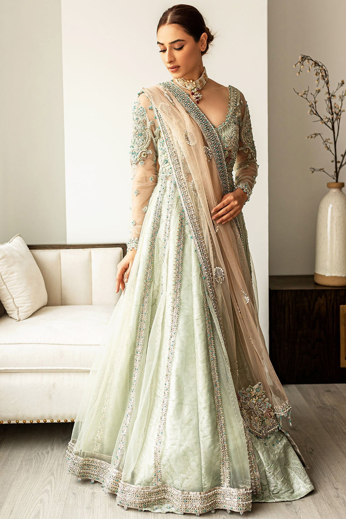 Motifz | Couture Wedding Wear | 0101-SUBLIME HAND EMBELLISHED SILK NET STITCHED