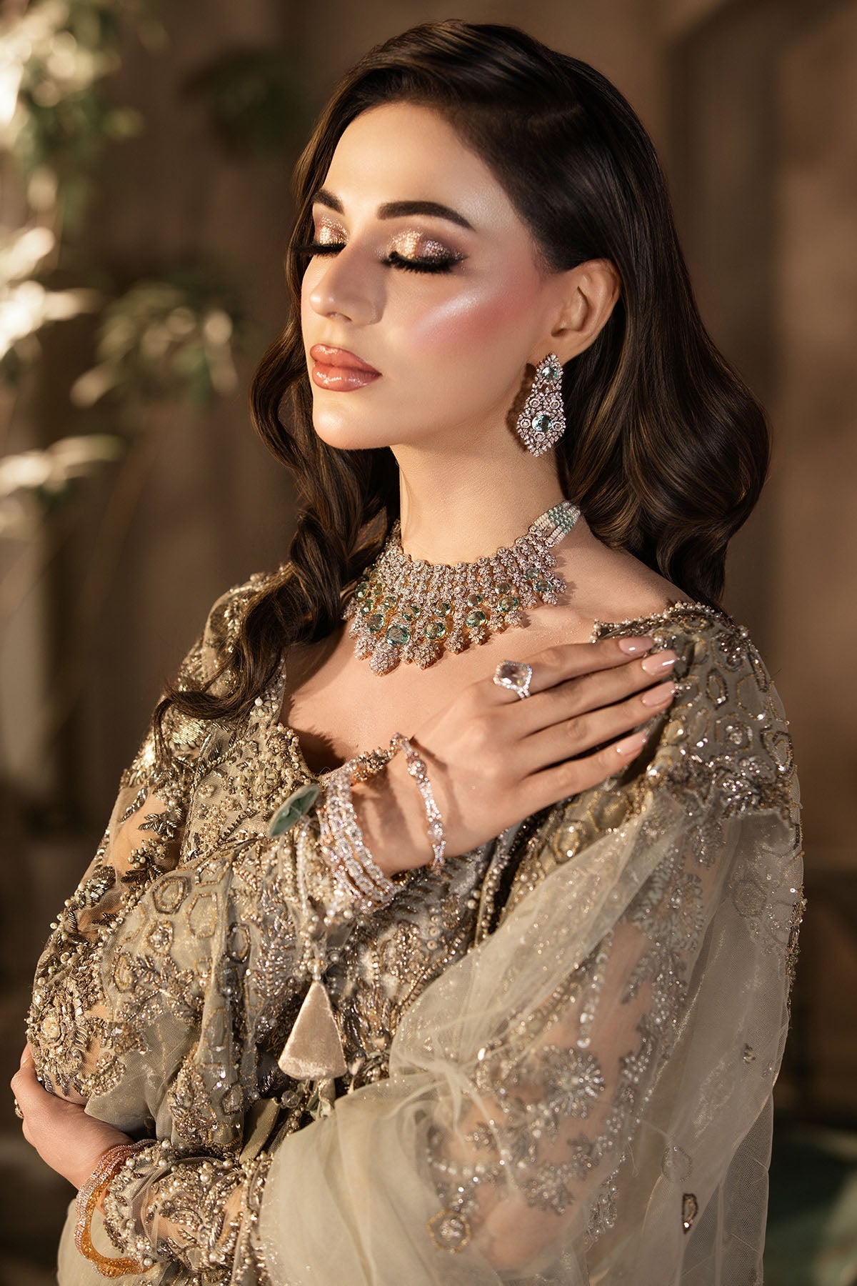 Motifz | Couture Wedding Wear | 0105-GRANDURE HAND EMBELLISHED SILK NET STITCHED
