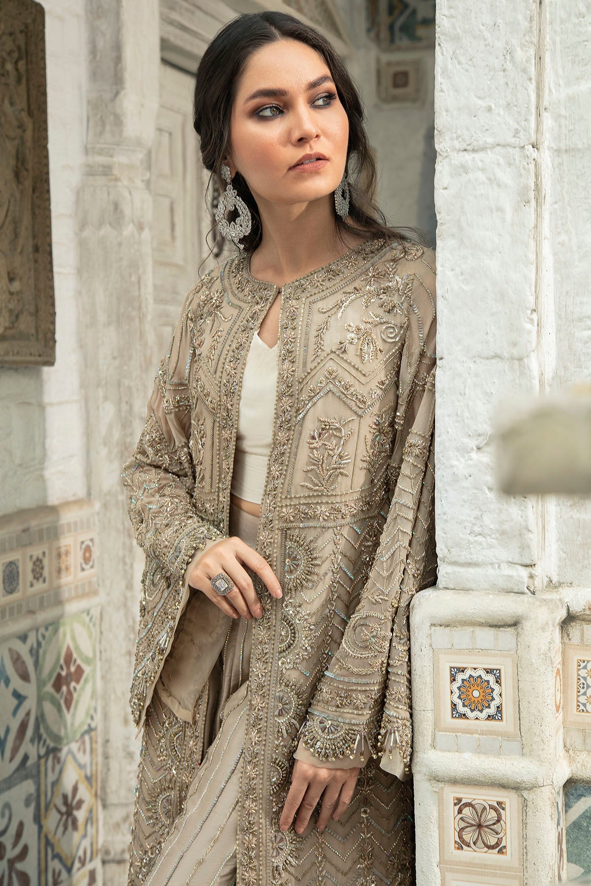 Motifz | Couture Wedding Wear | 0107-MYSTIC HAND EMBELLISHED CHIFFON STITCHED