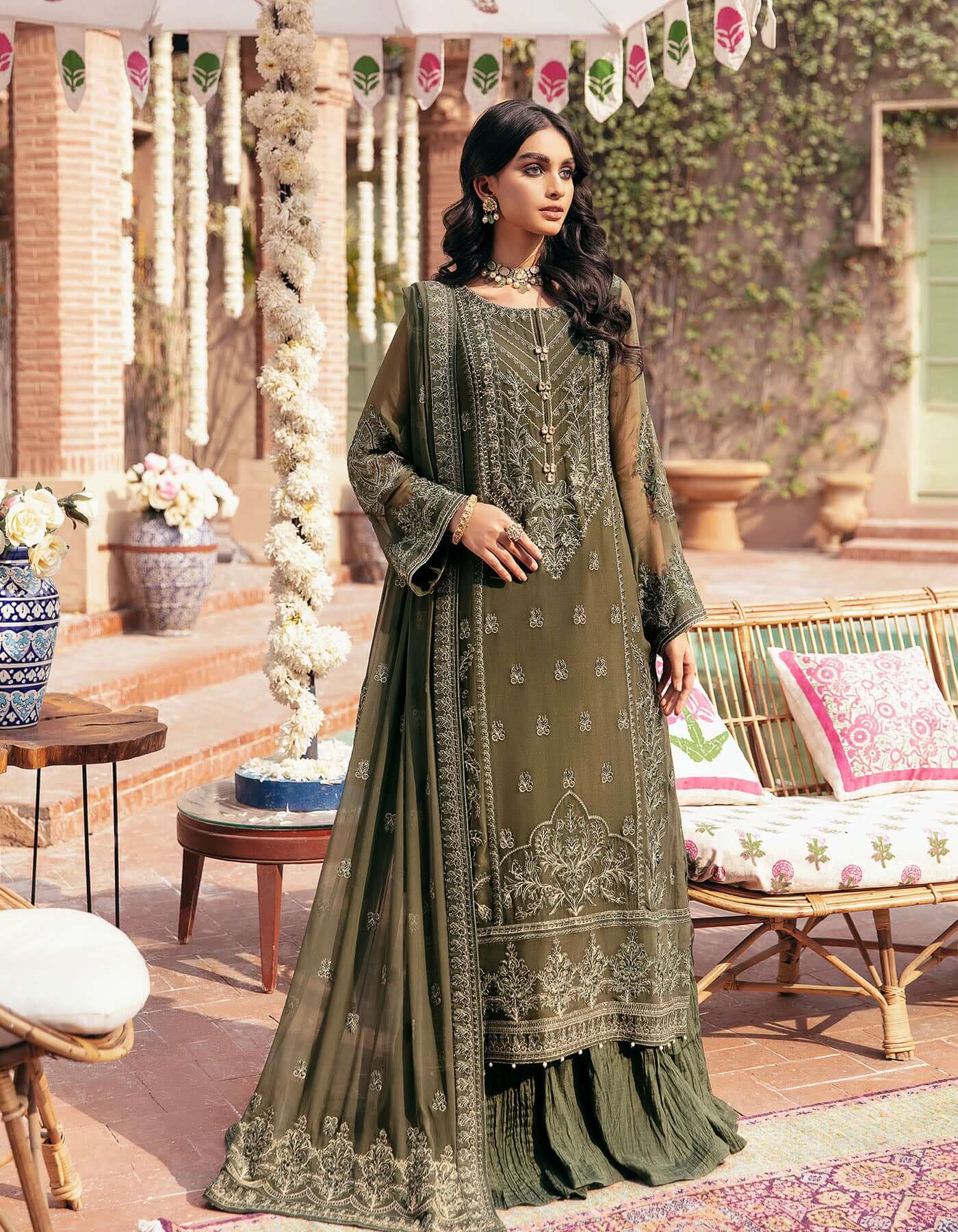SIFA Crinkle Chiffon Embroidered 3Pc Suit - GHAZAL - House Of Hania