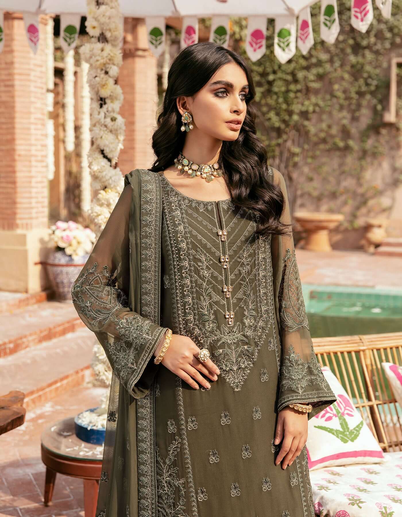 SIFA Crinkle Chiffon Embroidered 3Pc Suit - GHAZAL - House Of Hania
